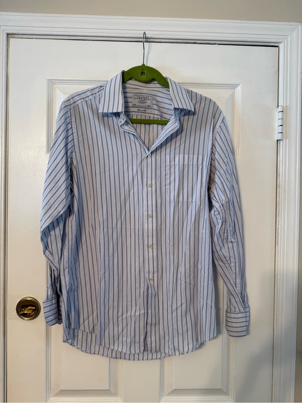 Charles Tyrwhitt Light Blue and White Striped Dress Shirt